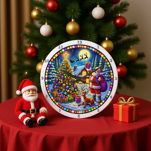 Eine Weihnachtsschau mit dem Weihnachtsmann Große Wanduhr