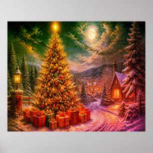 Eine Weihnachtsszene in der Nachbarschaftsstraße Poster