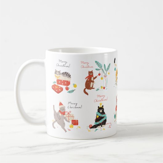 Eine Weihnachtsweihnachtsfeier zum Katzenthema Kaffeetasse (Links)