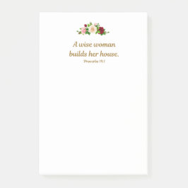 "Eine weise Frau baut ihr Haus." 4"x6" Zoll Post-it Klebezettel