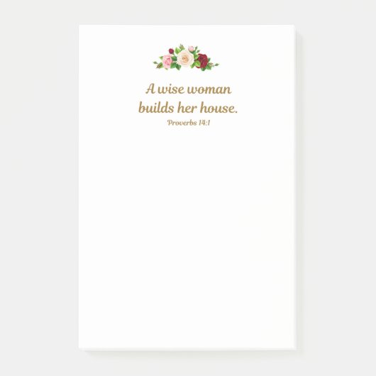 "Eine weise Frau baut ihr Haus." 4"x6" Zoll Post-it Klebezettel (Vorderseite)