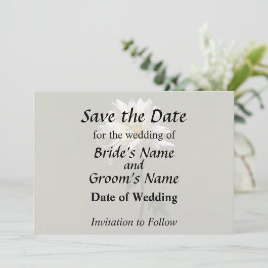 Eine weiße Daisy Save The Date (Stehend Vorderseite)