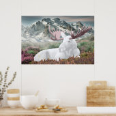 Eine weiße Elche im Montain Poster (Küche)