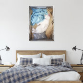 Eine weiße Katze, die in einem Wäschekorb schläft, Leinwanddruck (Insitu (Schlafzimmer))