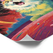 Eine weiße Katze im Weltraum Poster (Ecke)