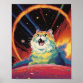 Eine weiße Katze im Weltraum Poster (Vorne)
