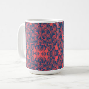 Eine weiße Tasse zeigt ein lebendiges geometrische