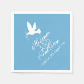 Eine weiße Taube blaue Servietten einsetzen (Vorderseite)