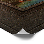 Eine weite Flusslandschaft mit Windmühlen Poster (Ecke)