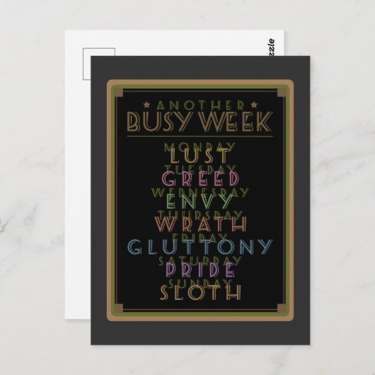 Eine weitere belebte Woche Black GFX Postkarte (Vorne/Hinten)
