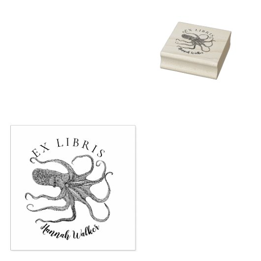 Eine weitere Briefmarke mit Oktopus ex libris Gummistempel (Stempel)