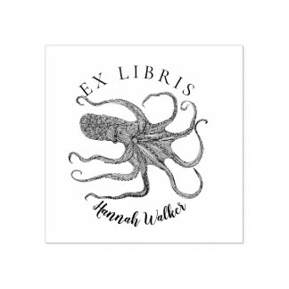 Eine weitere Briefmarke mit Oktopus ex libris Gummistempel