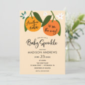 Eine weitere kleine Süsse Orange Baby Sprinkle Einladung (Stehend Vorderseite)