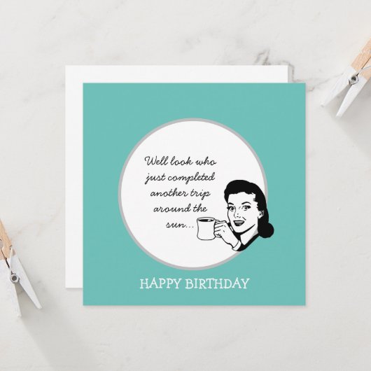 Eine weitere Reise um die Sonne Funny Retro Geburt Karte (Vorderseite/Rückseite Beispiel)