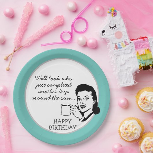 Eine weitere Reise um die Sonne Funny Retro Geburt Pappteller (Party)