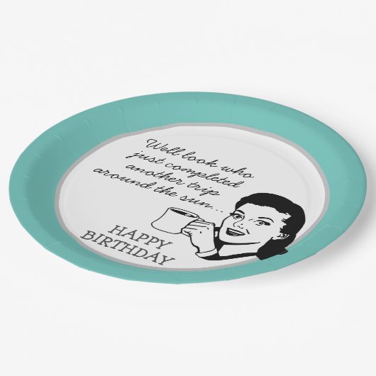 Eine weitere Reise um die Sonne Funny Retro Geburt Pappteller (Schrägansicht)