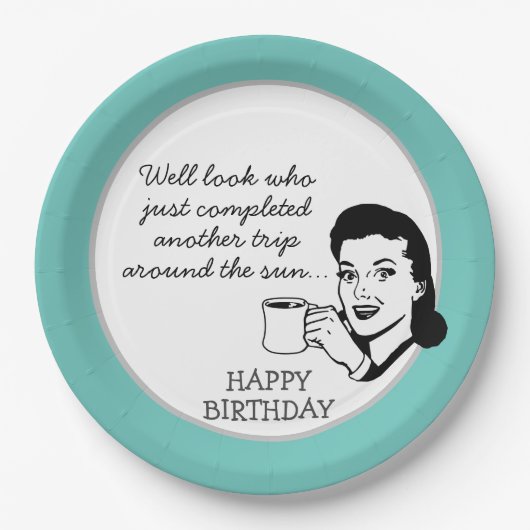 Eine weitere Reise um die Sonne Funny Retro Geburt Pappteller (Vorderseite)