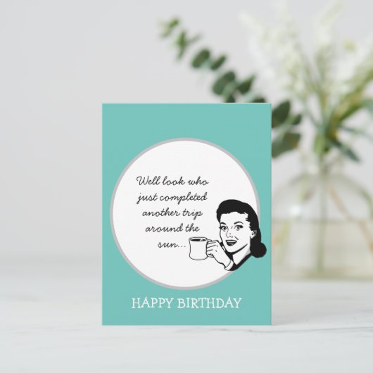 Eine weitere Reise um die Sonne Funny Retro Geburt Postkarte (Stehend Vorderseite)