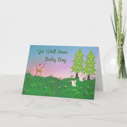 Eine Well Card für einen Baby Boy mit Tieren Karte (Vorderseite)