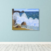 Eine Welle bricht am Strand Leinwanddruck (Insitu (Holzboden))