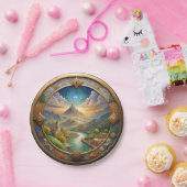 Eine Welt auf dem Tisch Ferne Landschaft Medallion Pappteller (Party)