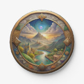 Eine Welt auf dem Tisch Ferne Landschaft Medallion Pappteller (Vorderseite)