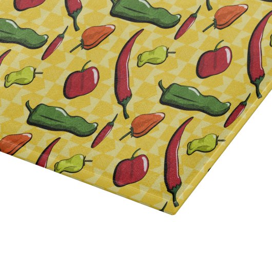 Eine Welt-Chili-Paprikaschoten-Glasschneideplatine Schneidebrett (Ecke)