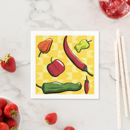 Eine Welt der Chili Paprikaschoten Papier Napkins Serviette (Beispiel)