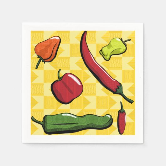 Eine Welt der Chili Paprikaschoten Papier Napkins Serviette (Vorderseite)