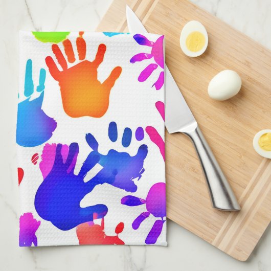 Eine Welt der Hände in Farbe Geschirrtuch (Viertel Falte)