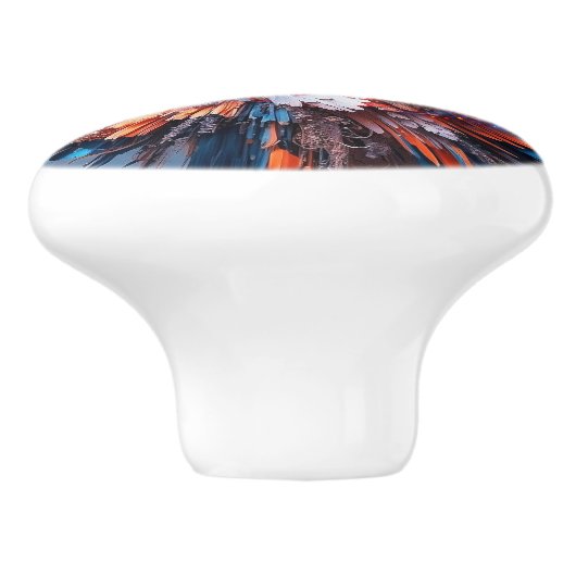 EINE WELT DER WONDER BEGINNT MIT SICHTBLAUEN IRIS KERAMIKKNAUF (Seitenansicht)