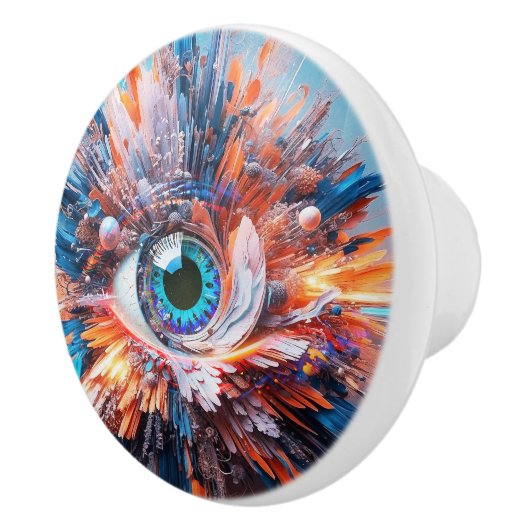 EINE WELT DER WONDER BEGINNT MIT SICHTBLAUEN IRIS KERAMIKKNAUF (Rechts)