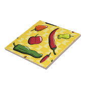 Eine Welt des Chilis - Paprikaschoten im Tile Fliese (Seite)