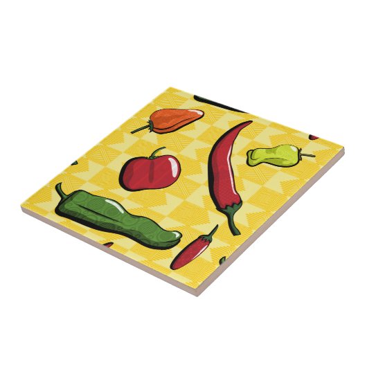 Eine Welt des Chilis - Paprikaschoten im Tile Fliese (Seite)