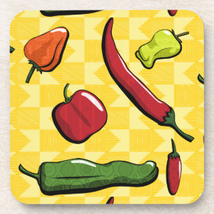 Eine Welt des Chilis Paprikaschoten Untersetzer