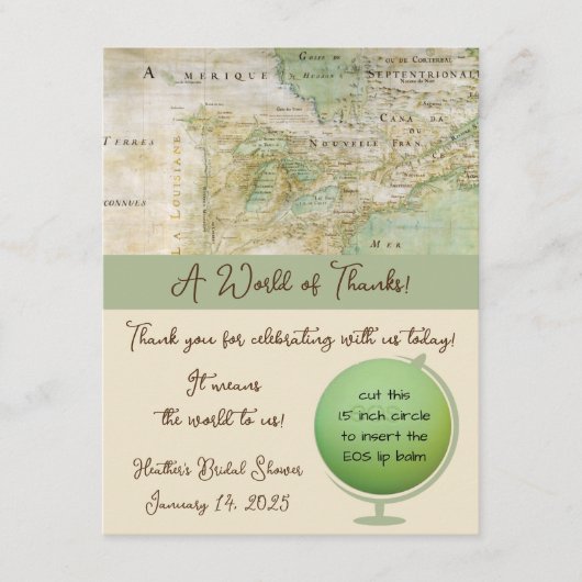 Eine Welt des Dankes! Map Dusche EOS Lip Balm Gefa Begleitkarte (Vorderseite)