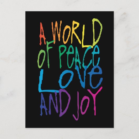 Eine Welt des Friedens, der Liebe und der Freude Postkarte (Vorderseite)