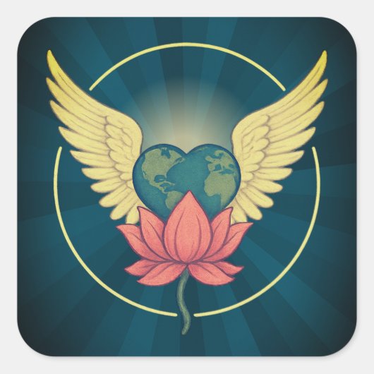 Eine Welt in Liebe-Aufkleber Quadratischer Aufkleber (Vorderseite)