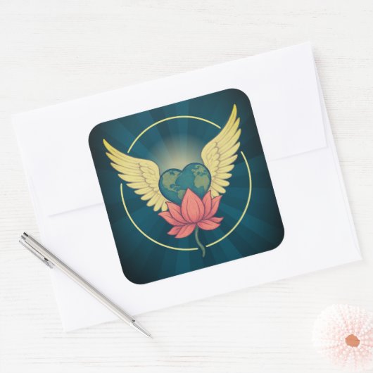 Eine Welt in Liebe-Aufkleber Quadratischer Aufkleber (Umschlag)