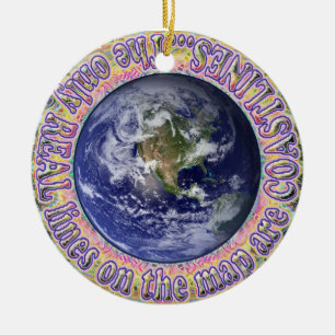 Eine Welt. Landkarte der Küstengebiete Keramik Ornament