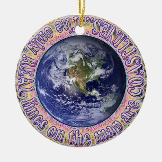 Eine Welt. Landkarte der Küstengebiete Keramik Ornament (Vorne)