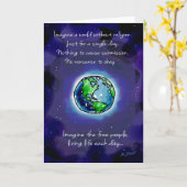 Eine Welt ohne Religion Karte (Gelbe Blume)