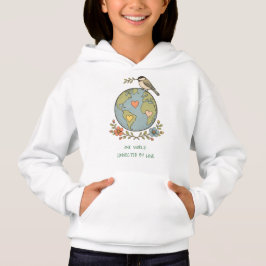 Eine Welt, verbunden durch Liebe, süße Globus-Kind Hoodie