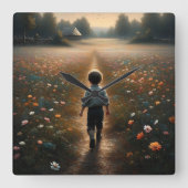 Eine Weltreise für Kinder - Wunderfelder Quadratische Wanduhr (Vorderseite)