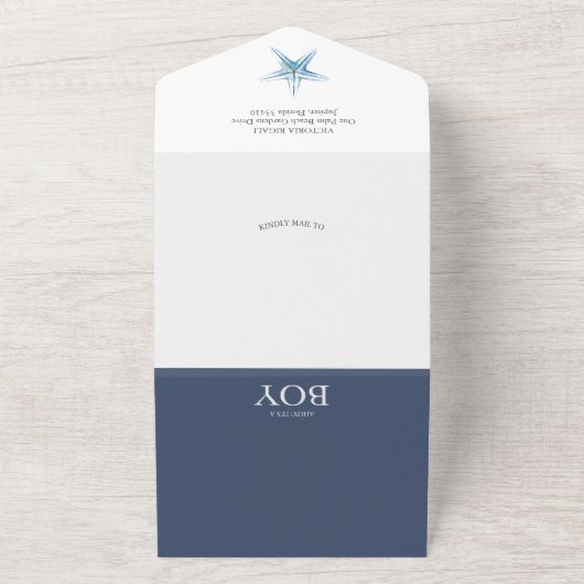 Eine Whale Boy Baby Dusche All In One Einladung (Außenbereich)