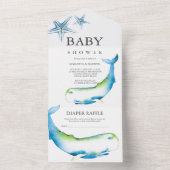 Eine Whale Boy Baby Dusche All In One Einladung (Innen Boden)
