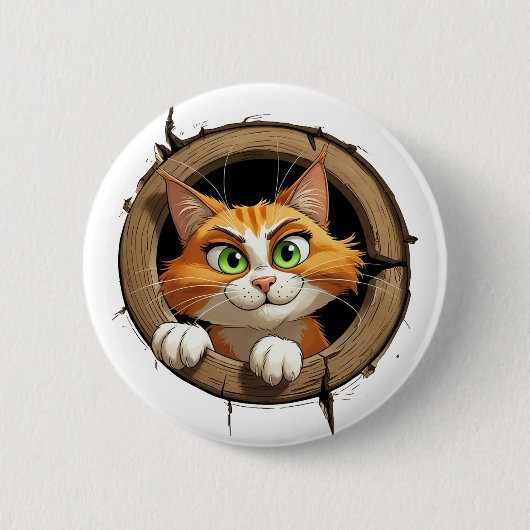 Eine Whimsikkatze mit hellgrünen Augen Pech Button (Vorderseite)