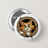Eine Whimsikkatze mit hellgrünen Augen Pech Button (Vorne & Hinten)