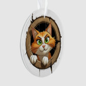Eine Whimsikkatze mit hellgrünen Augen Pech Ornament (Vorderseite)