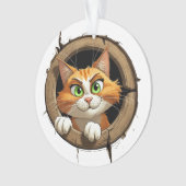 Eine Whimsikkatze mit hellgrünen Augen Pech Ornament (Vorderseite)